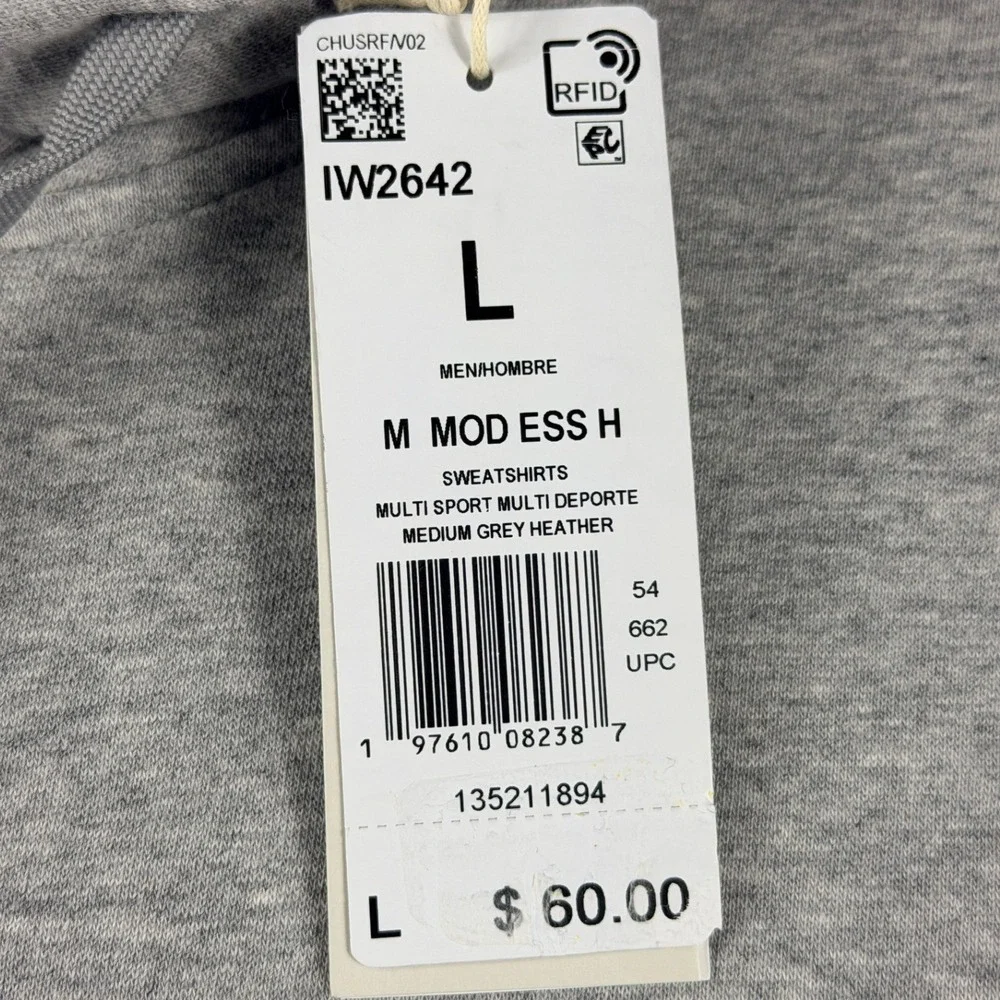 Adidas Mens M MOD ESS H Pullover‎ Hoodie Medium Grey Heather IW2642 Large NWT